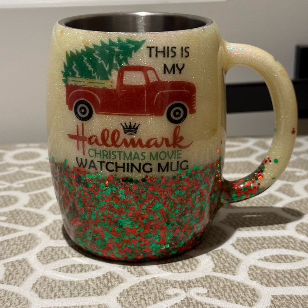 Customized My Hallmark Christmas Movie Watching Insulated Mug handwash glittery